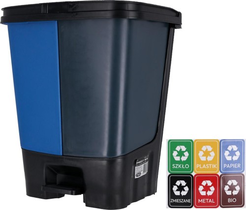 Kosz na śmieci binbox-p czarno-niebieski 40 l