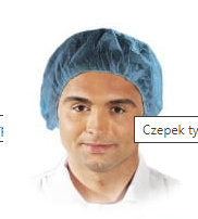 Czepek typu Clip zakończony gumką ściągniętą w harmonijkę. CZE-CLIP JN