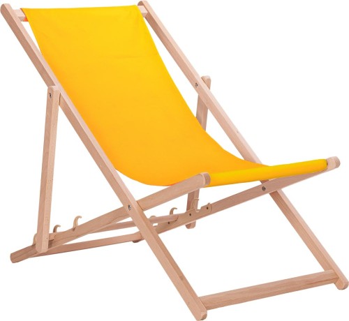 Leżak drewniany eckchair żółty 123x58 cm