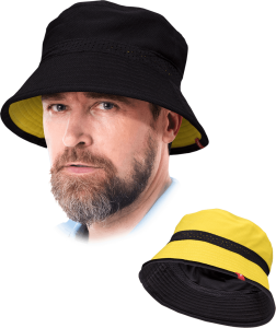 Kapelusz dwustronny.- 100% HATREVERSE BY czarno-żółty