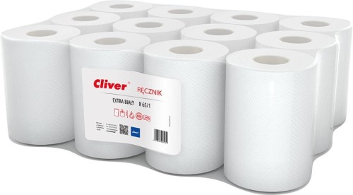 Ręczniki papierowe w rolach białe. HLA-REMAK-65