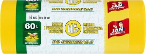 Worki na śmieci do segregacji JAN-WOR-SEG Y żółty 60 L