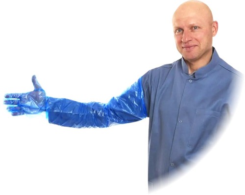 Rękawice weterynaryjne kru-rvet niebieski 90 cm