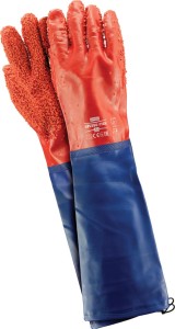 Rękawice oblewane gumą czerwoną RPCV 60cm rybackie