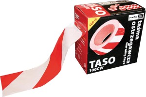 Taśma ostrzegawcza biało-czerwona szer. 70mm 100m w Kartonie