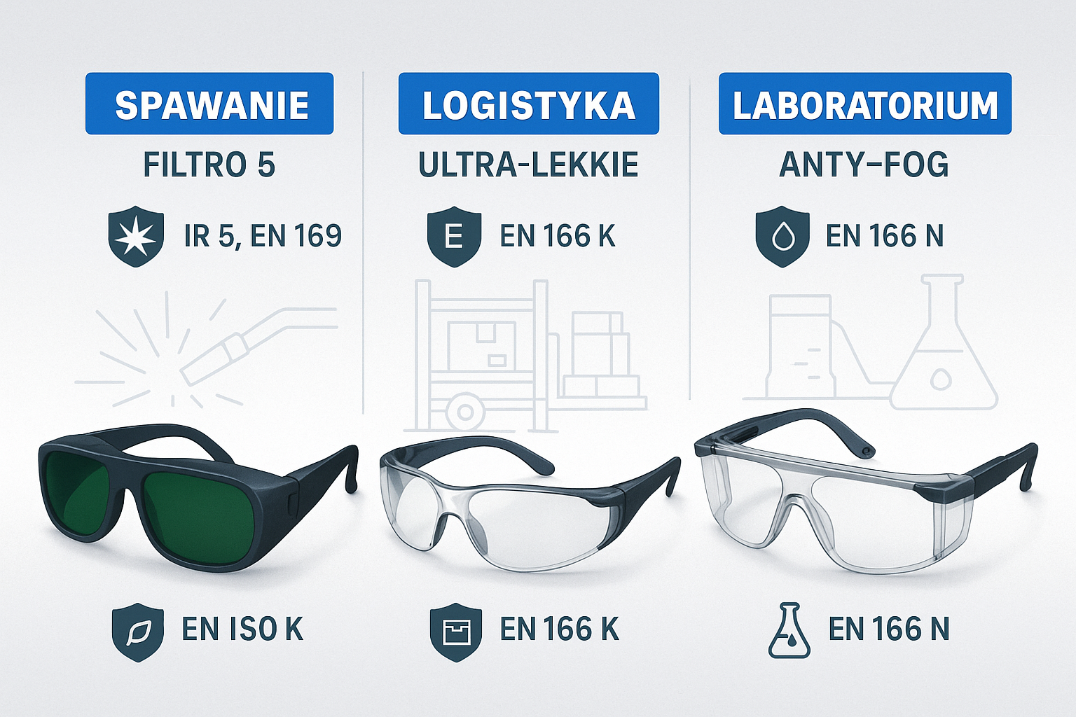 Okulary ochronne – jak dobrać właściwy model do spawania, logistyki i laboratoriów?