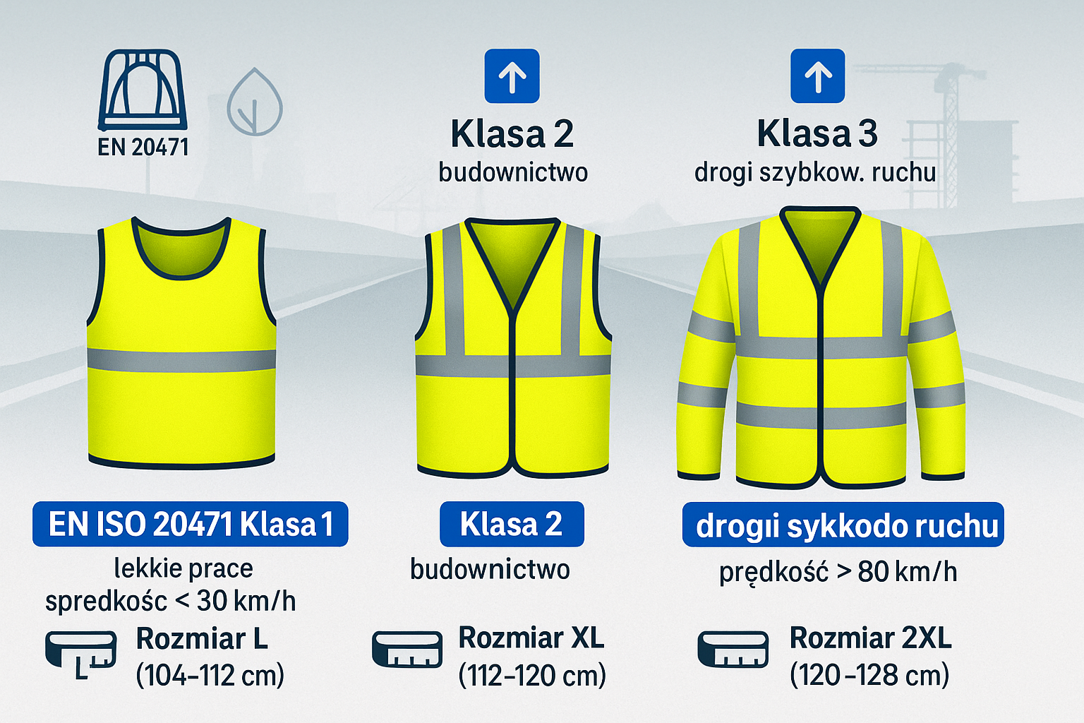Kamizelki odblaskowe – jak dobrać klasę i rozmiar zgodnie z EN ISO 20471?