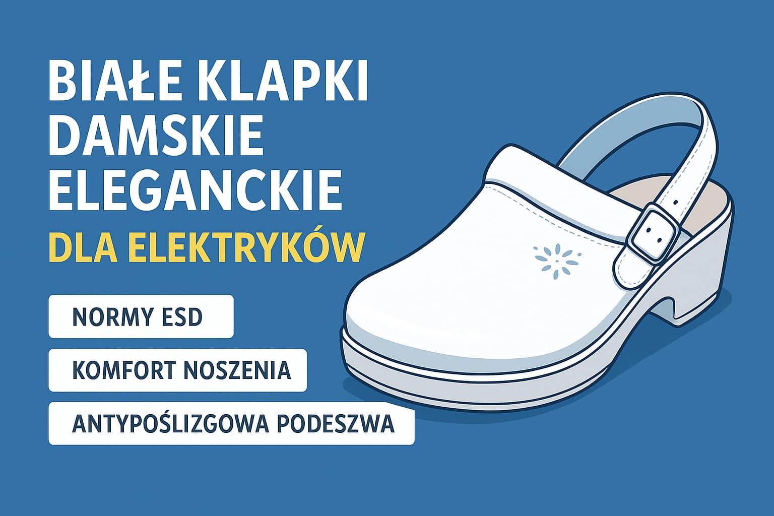 Białe klapki damskie eleganckie dla elektryków – normy i komfort w jednym