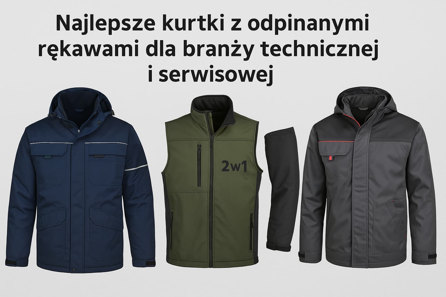 Najlepsze kurtki z odpinanymi rękawami dla branży technicznej i serwisowej